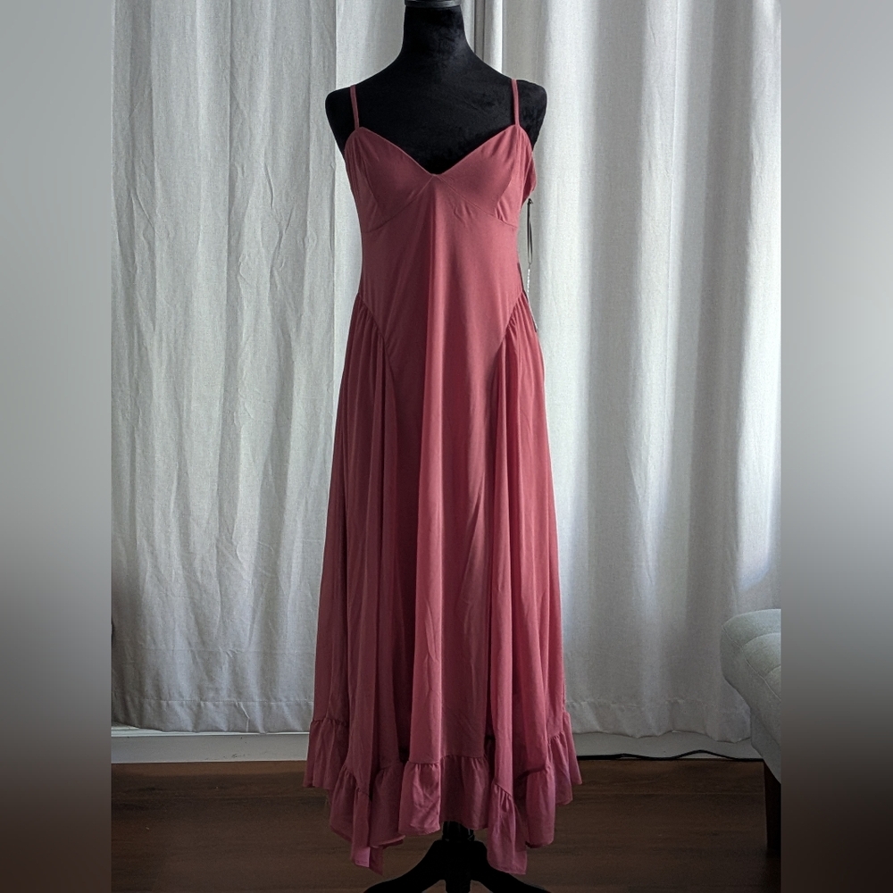 Pink Pleated Spaghetti Strap Maxi Sundress